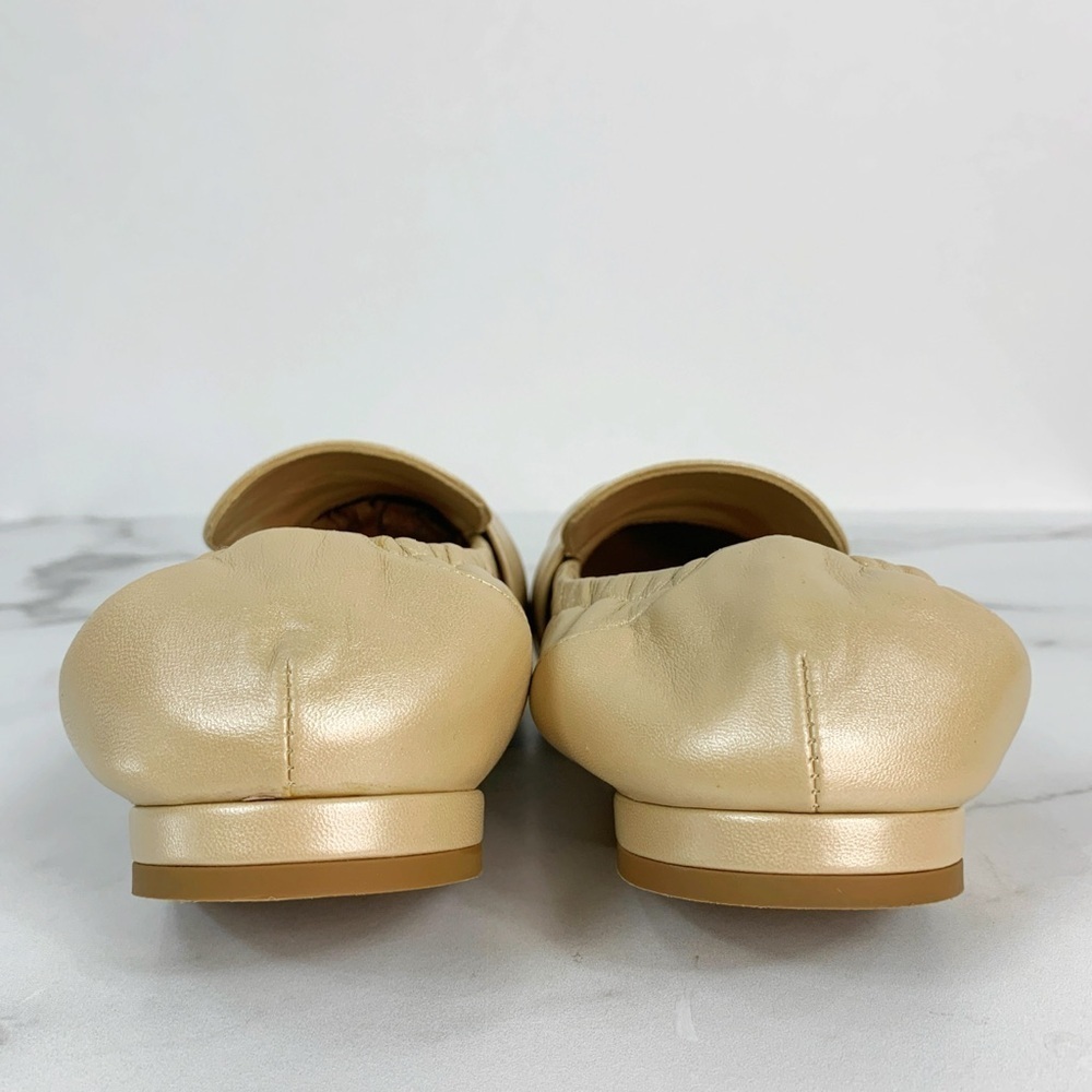 CHANEL Laminated Lambskin Pearled Beige Quilted Elastic CC Moccasin Loafers 37.5 - Picture 9 of 15
